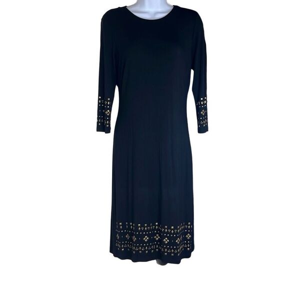 Premise Small Black Brass Studded Embellished Bodycon Dress NWT Cocktail Party - Picture 1 of 12